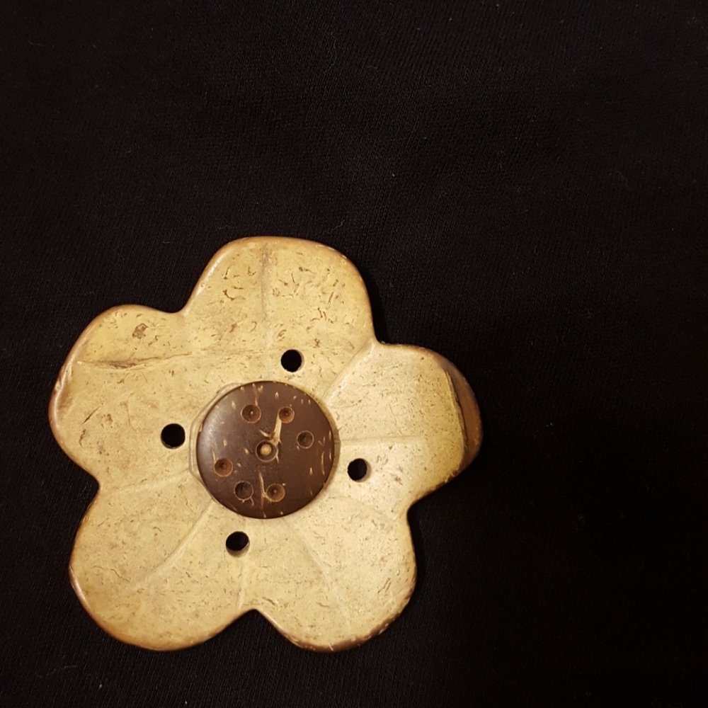 Coconut shell brooch